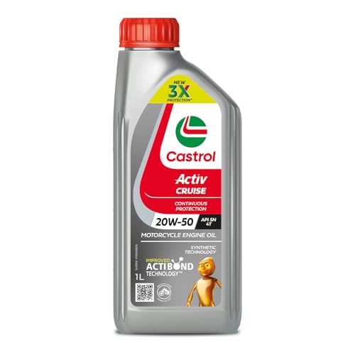 Castrol Activ CRUISE 20W-50 4T Engine Oil with Synthetic Technology for Bajaj Bikes (1L) | 3X Protection with Actibond Technology | Engine Protection for Bikes | API SN and JASO MA2 - Image 1