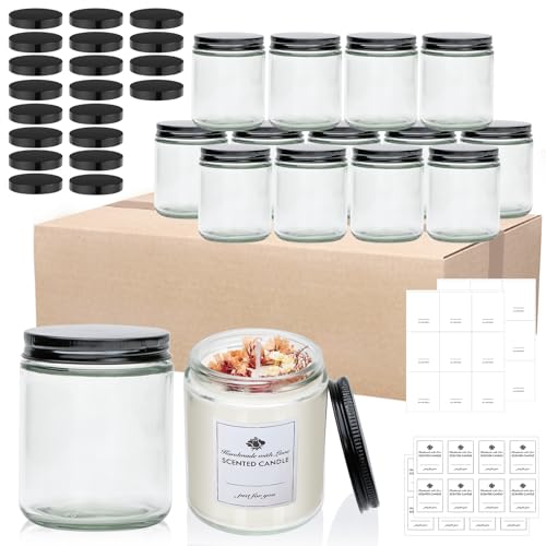 16 Pack 8 OZ Glass Jars with Lids gift for womenCandle JarsGlass Jar for Candles Samples Spices Powders