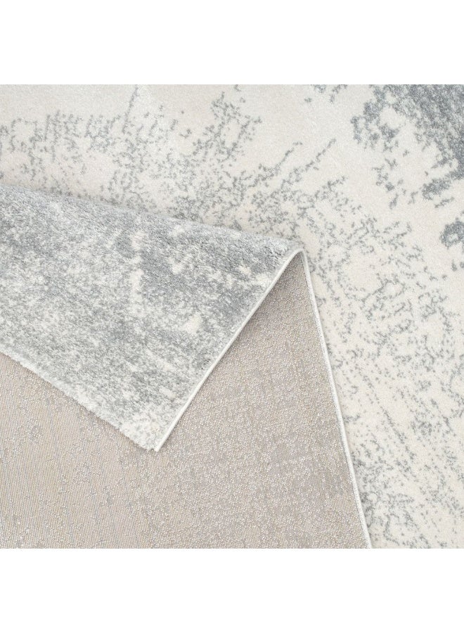 DANUBE HOME Sahara Modern Abstracts Rug | Washable Modern Rugs Style | Polypropylene + Polyester Area Rug Floor Covering | Indoor Carpet For Living Room Dining Bedroom 200X300cm-White Grey - Image 5