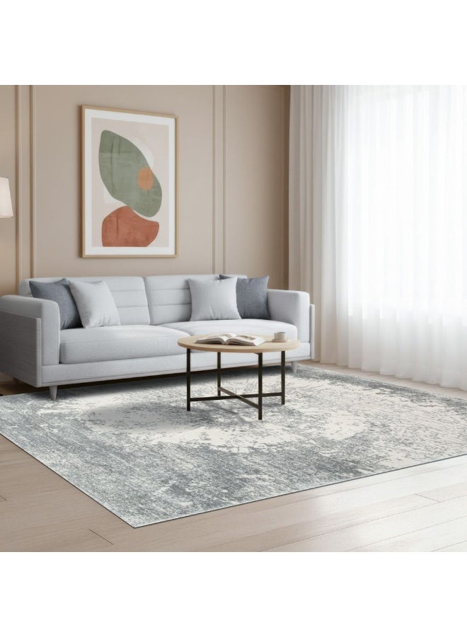 DANUBE HOME Sahara Modern Abstracts Rug | Washable Modern Rugs Style | Polypropylene + Polyester Area Rug Floor Covering | Indoor Carpet For Living Room Dining Bedroom 200X300cm-White Grey - Image 2