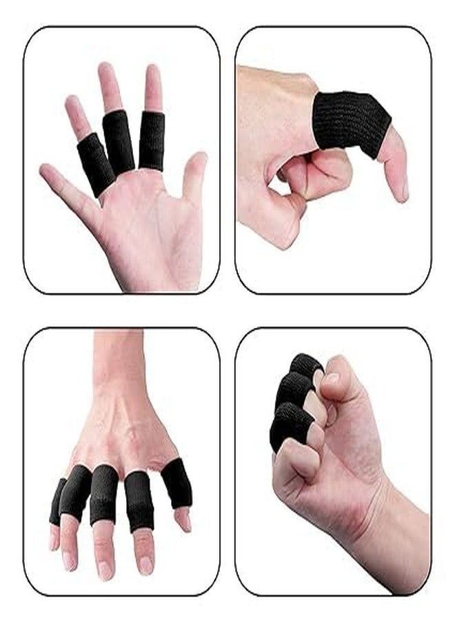 Mluffy Adjustable Pain Relief Thumb Brace Supports Elastic Compression Protector | Compression Pression Finger Sleeves Protectors for Cricket, Relieving Pain (Black) (Pack Of 10) - Image 4