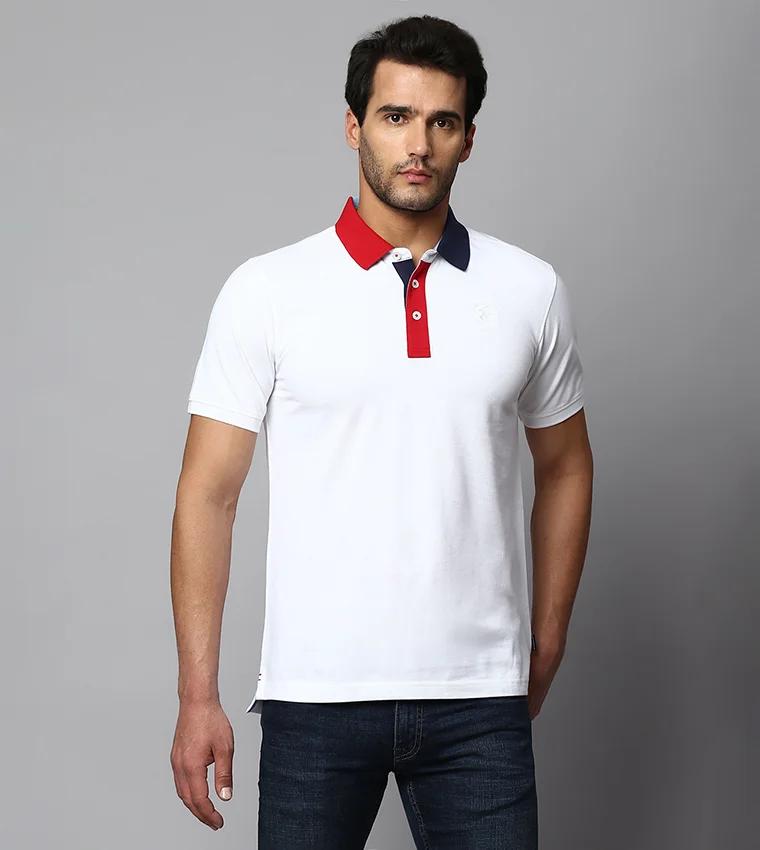BEVERLY HILLS POLO CLUB Above The Top Short-Sleeved White Polo T-Shirt