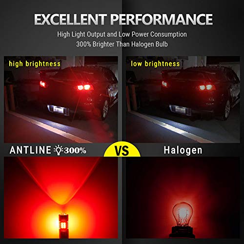ANTLINE Extremely Bright 3157 3156 3156A 3057 4057 4157 3057LL 3457 3157K 21-SMD 1260 Lumens LED Bulb Replacement Brilliant Red for Car Brake Tail Turn Signal Blinker Lights Bulbs (Pack of 4) - Image 2