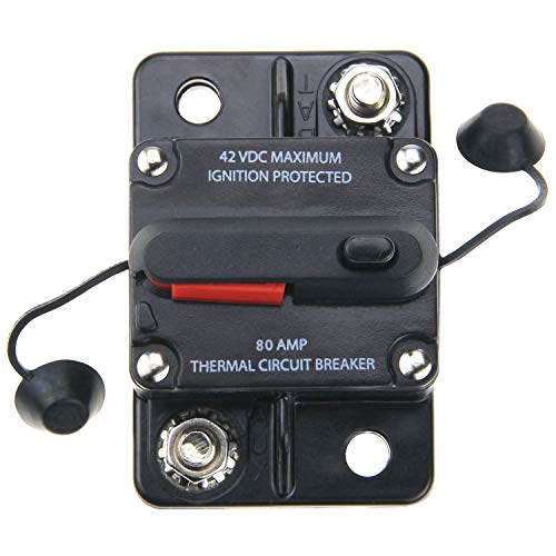 ZOOKOTO 12V- 42V DC Waterproof Circuit Breaker 80Amp for Car Automotive Marine Boat Audio Fuse Holder with Manual Reset - Image 1