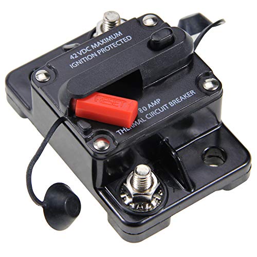 ZOOKOTO 12V- 42V DC Waterproof Circuit Breaker 80Amp for Car Automotive Marine Boat Audio Fuse Holder with Manual Reset - Image 2