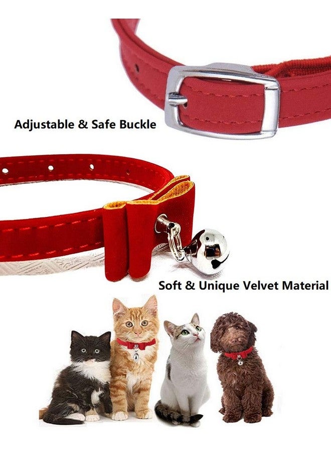 HASTHIP حزام قطط HASTHIP® قابل للتعديل، مشبك قوي قابل للفصل، طوق قطط مع جرس، حزام عنق مخملي للقطط الصغيرة والمتوسطة، الأمان والراحة 33.5 سم - أحمر (عبوة من 1) - Image 4