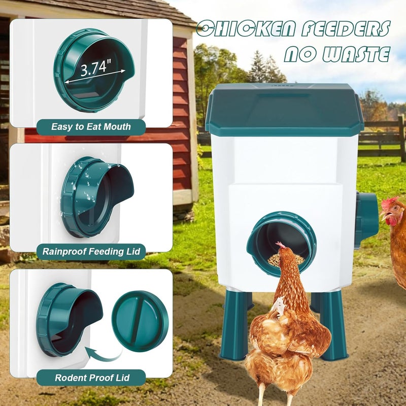 Meyoppm Chicken Feeder and Waterer Set with 2 Gallon/17.6 Pounds, Automatic Chick Feeder and Waterer Set No Waste， Poultry Feeder Large for Hens/Ducks/Poultry(Blue - Image 4