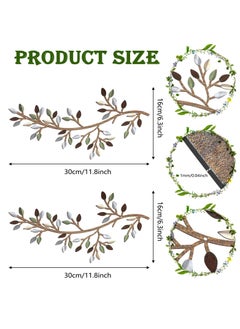 Excefore Metal Tree Leaf Wall Decor, Vine Olive Branch Leaf Wall Art Wrought Iron Scroll Above The Bed, Living Room, Outdoor Decoration (2 Pcs, Elegant Color)  - Image 2