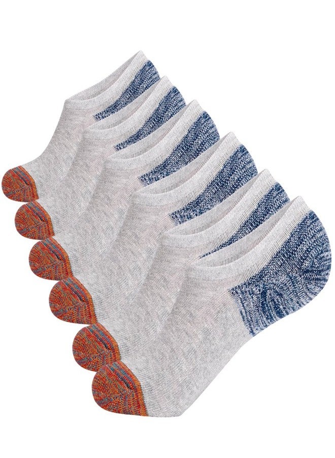 JOYNÉE Men's 6 Pack Casual Cushion Anti-Slid Cotton No Show Socks with Silicone,Grey,Sock Size:10-13 - Image 1