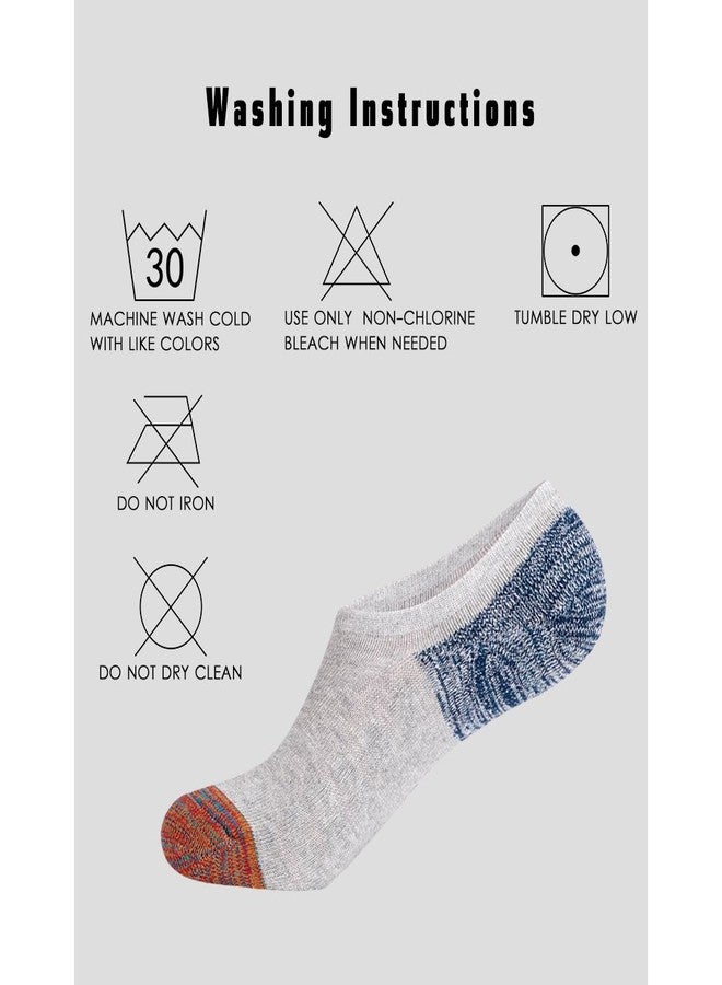 JOYNÉE Men's 6 Pack Casual Cushion Anti-Slid Cotton No Show Socks with Silicone,Grey,Sock Size:10-13 - Image 5