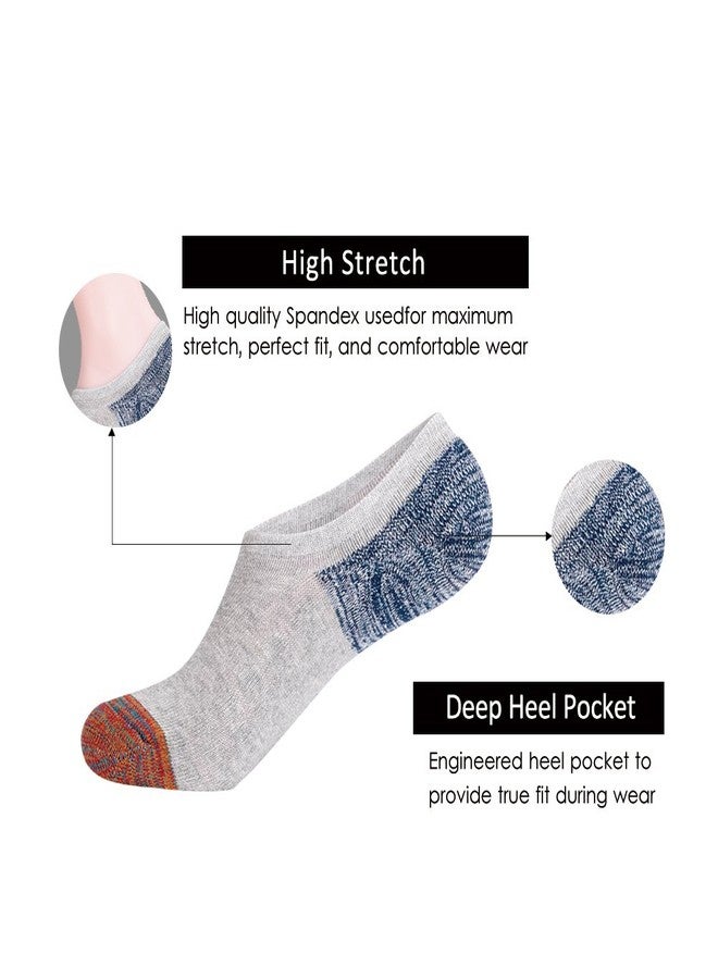 JOYNÉE Men's 6 Pack Casual Cushion Anti-Slid Cotton No Show Socks with Silicone,Grey,Sock Size:10-13 - Image 4