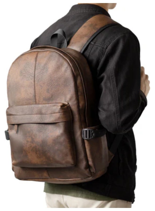Durable leather backpack – suitable for university, office, and travel – brown - Image 1