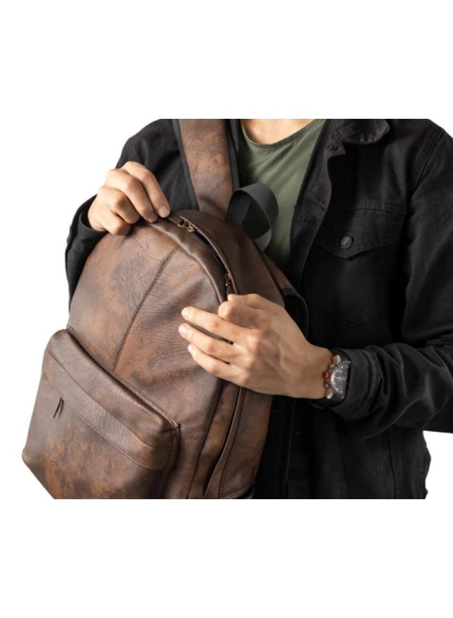 Durable leather backpack – suitable for university, office, and travel – brown - Image 2