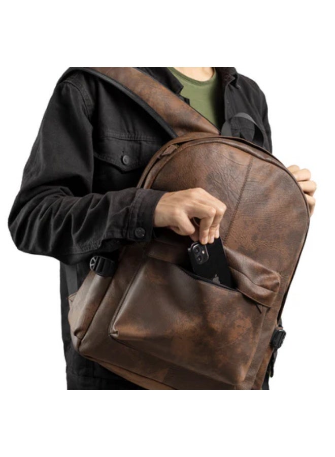 Durable leather backpack – suitable for university, office, and travel – brown - Image 3