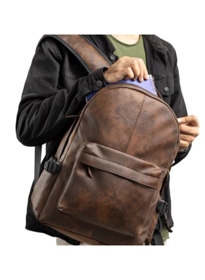 Durable leather backpack – suitable for university, office, and travel – brown - Image 4