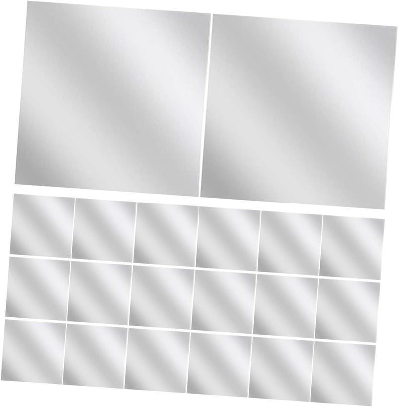 Housoutil 20pcs Self Adhesive Mini Square Mirrors Acrylic Tiny Mirror Tiles for DIY Crafts Home Wall Kitchen Decoration High Definition Reflection Silver - Image 1