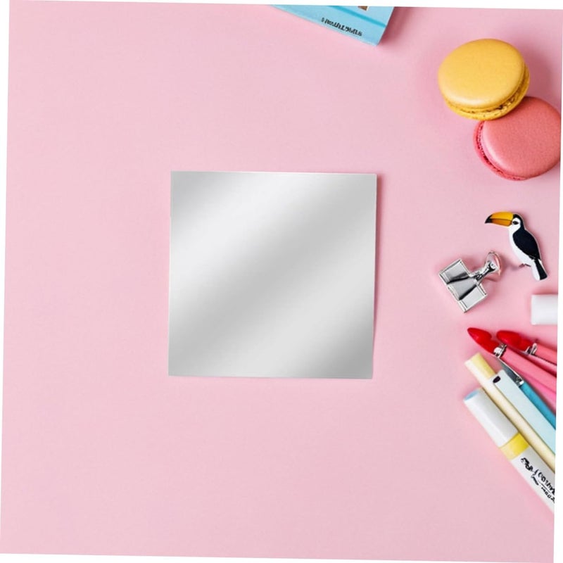 Housoutil 20pcs Self Adhesive Mini Square Mirrors Acrylic Tiny Mirror Tiles for DIY Crafts Home Wall Kitchen Decoration High Definition Reflection Silver - Image 5