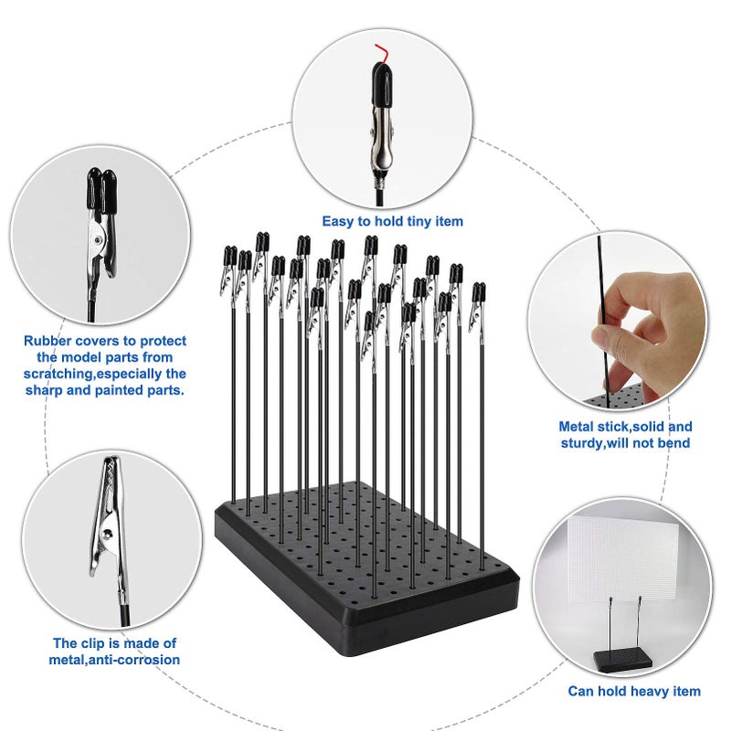 Evemodel GJJC09B 1PC Painting Stand Base and 20PCS Alligator Clip Stick Set Modeling Tools for Airbrush Hobby Model Parts New - Image 5