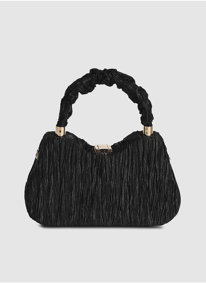 Haute Sauce Ruched Handle Handbag - Black  - Image 3