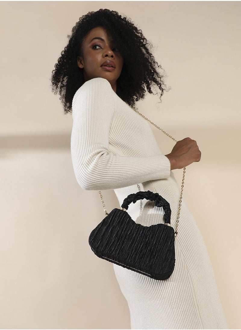Haute Sauce Ruched Handle Handbag - Black  - Image 5