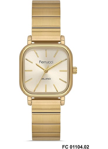 Ferrucci Women's Wristwatch Fc 01104 Square Model Gold Color Original 2 Year Warranty + Bracelet Gift  - Image 1