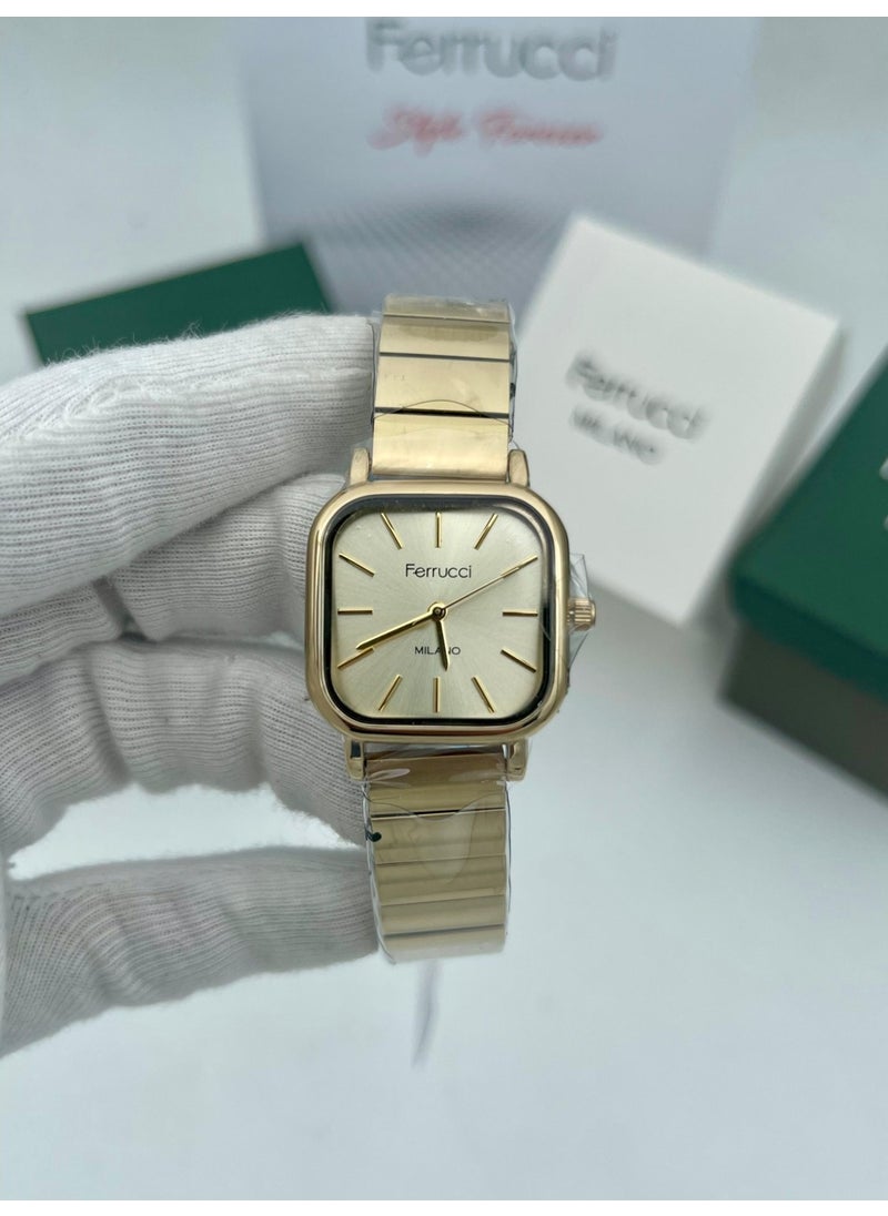 Ferrucci Women's Wristwatch Fc 01104 Square Model Gold Color Original 2 Year Warranty + Bracelet Gift  - Image 4