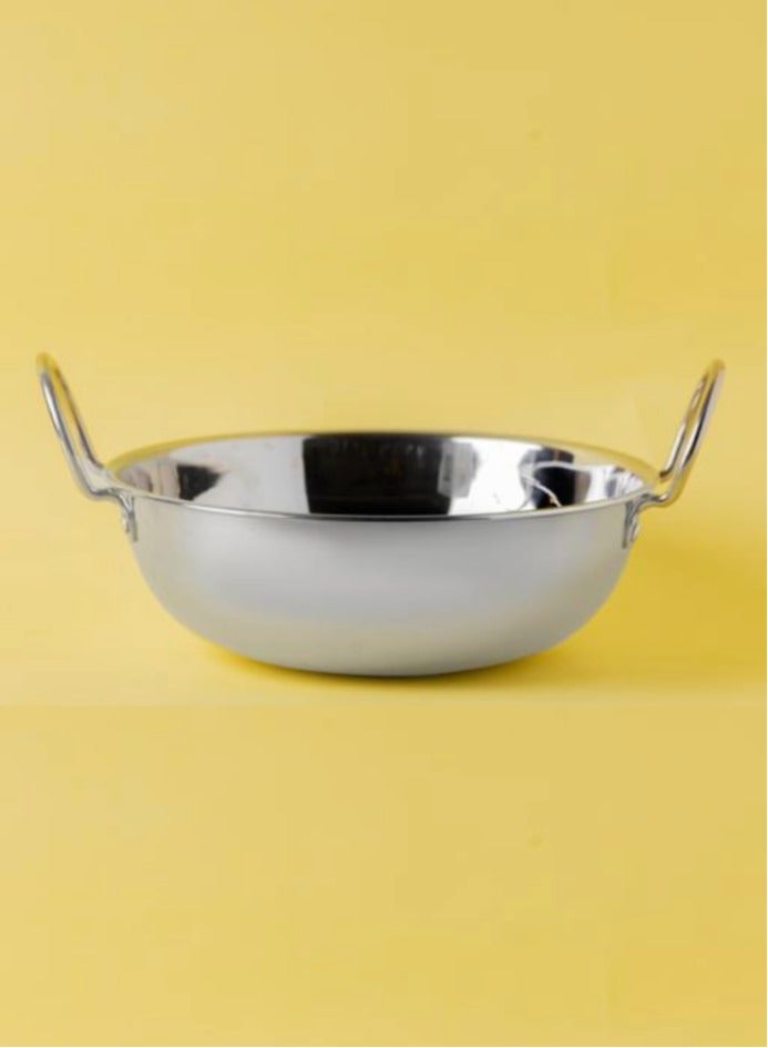 Ayda Stainless Steel Kadai Wok with Handle light Guage 24cm  - Image 1
