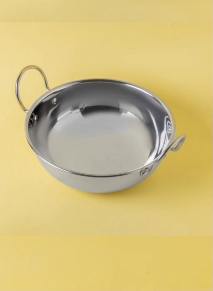 Ayda Stainless Steel Kadai Wok with Handle light Guage 24cm  - Image 2