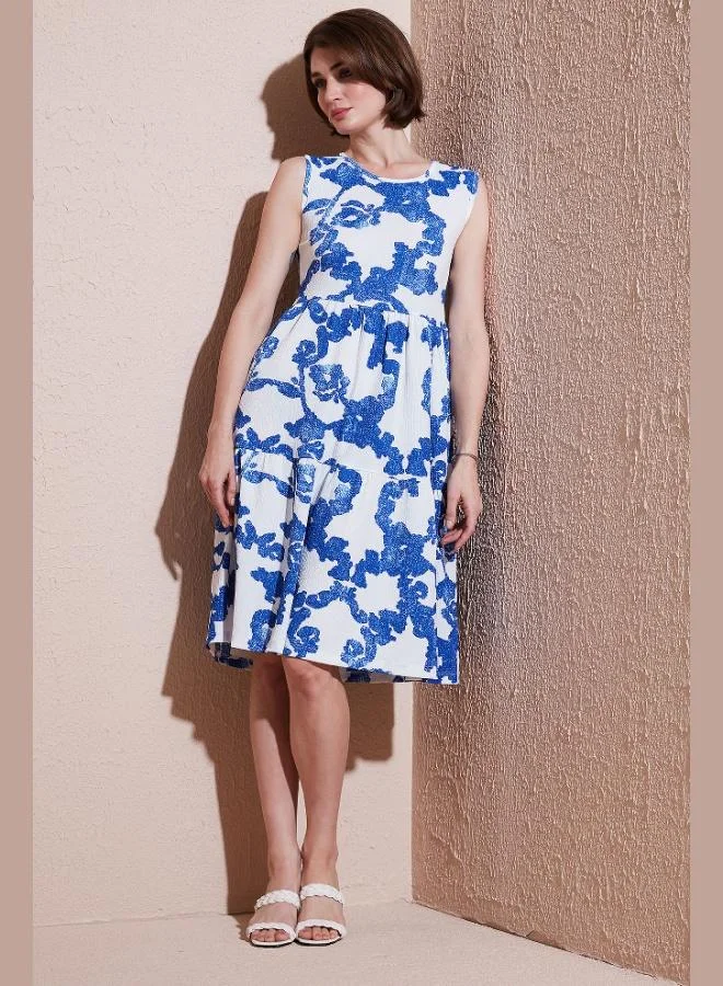 ليلا فستان ميدي بدون أكمام بنقوش ليلى للنساء