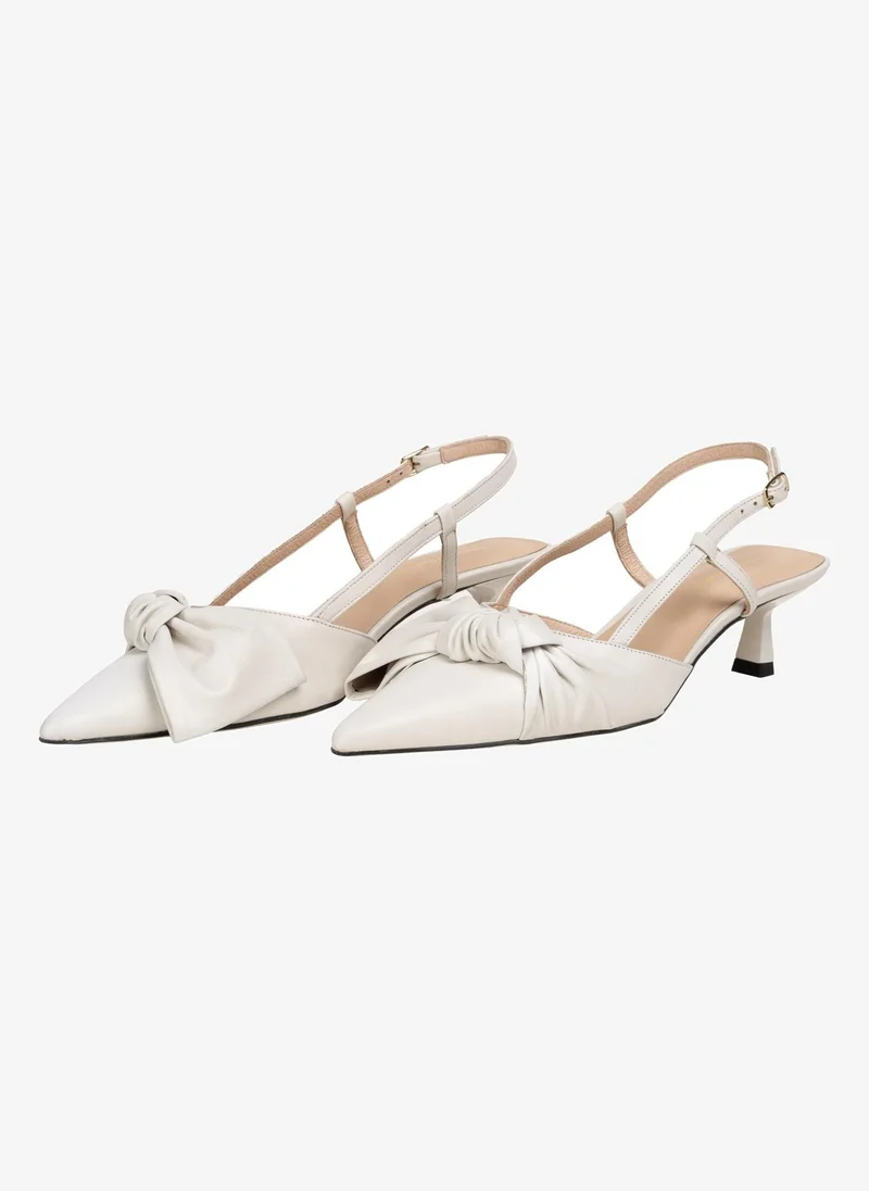 Christian Lacroix Christian Lacroix Women's Knotted Bow Kitten Heel Slingback Pumps - Off White