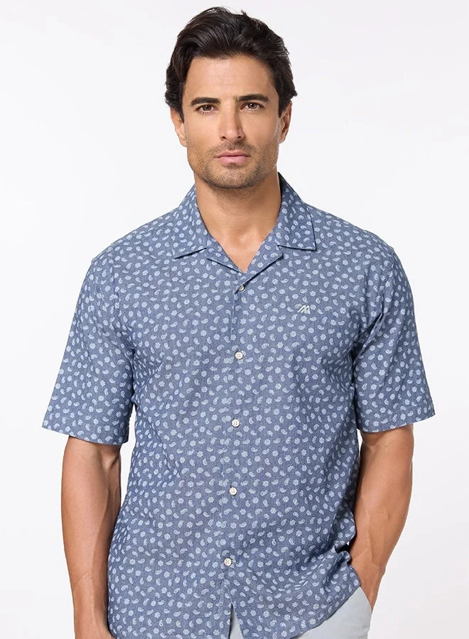 Mannerism The Voyager Cotton Mid Navy Shirt with Stretch Comfort Fabric