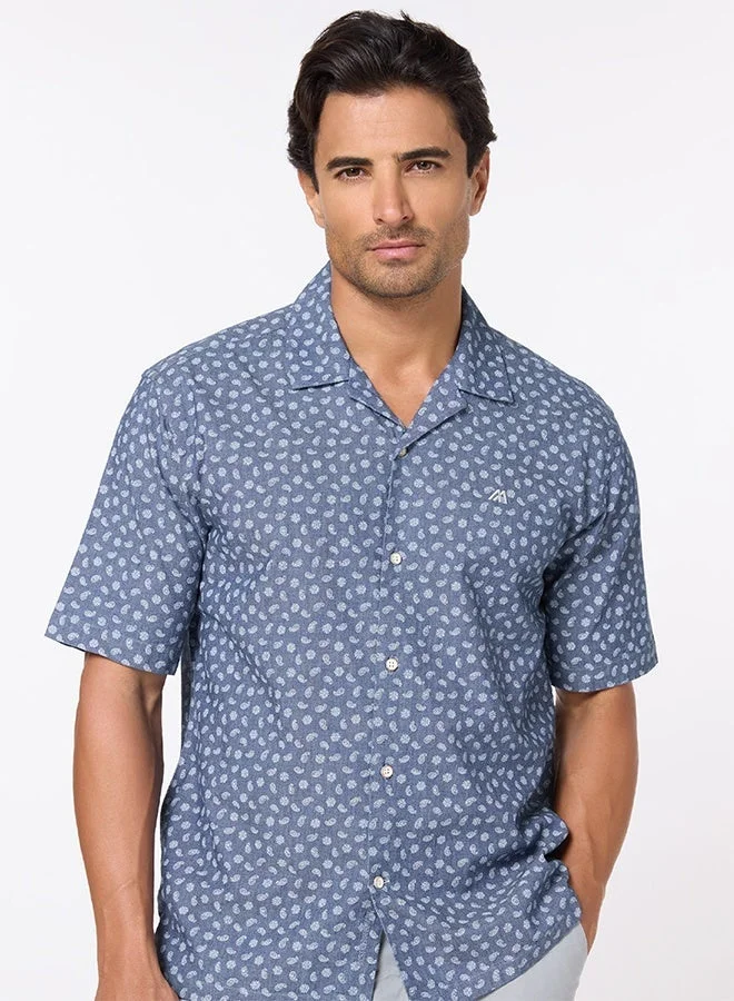 Mannerism The Voyager Cotton Mid Navy Shirt with Stretch Comfort Fabric