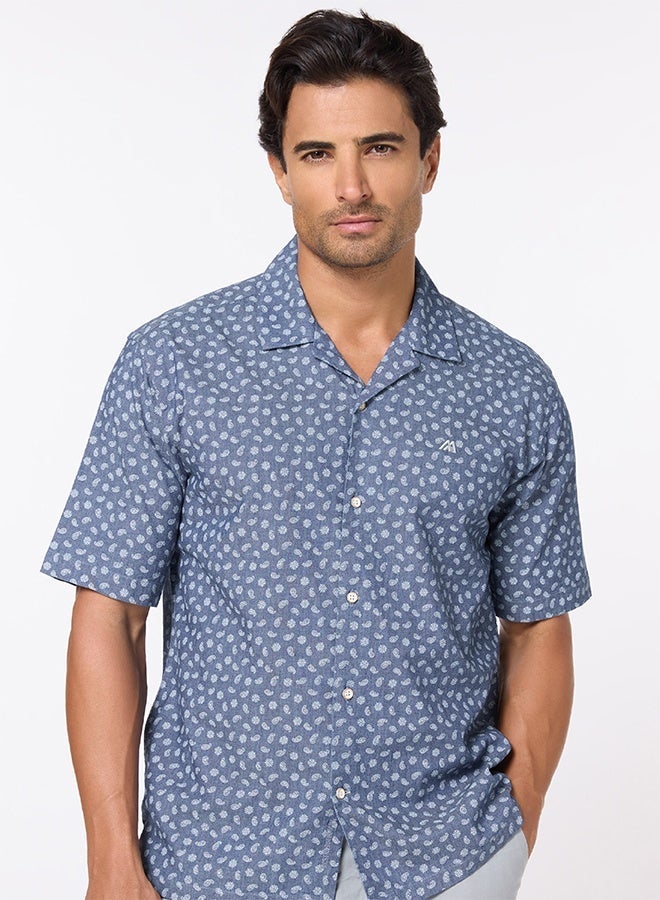 Mannerism The Voyager Cotton Mid Navy Shirt with Stretch Comfort Fabric - Image 2