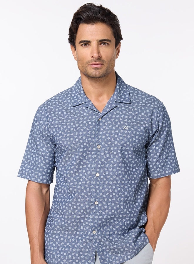Mannerism The Voyager Cotton Mid Navy Shirt with Stretch Comfort Fabric - Image 1