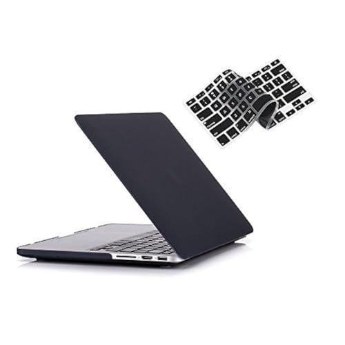 RUBAN Case For MacBook Retina Pro 15 inch A1398 (2015-2012) , Plastic Smooth Matte Hard Case Shell with TPU Keyboard Cover, Black - Image 1