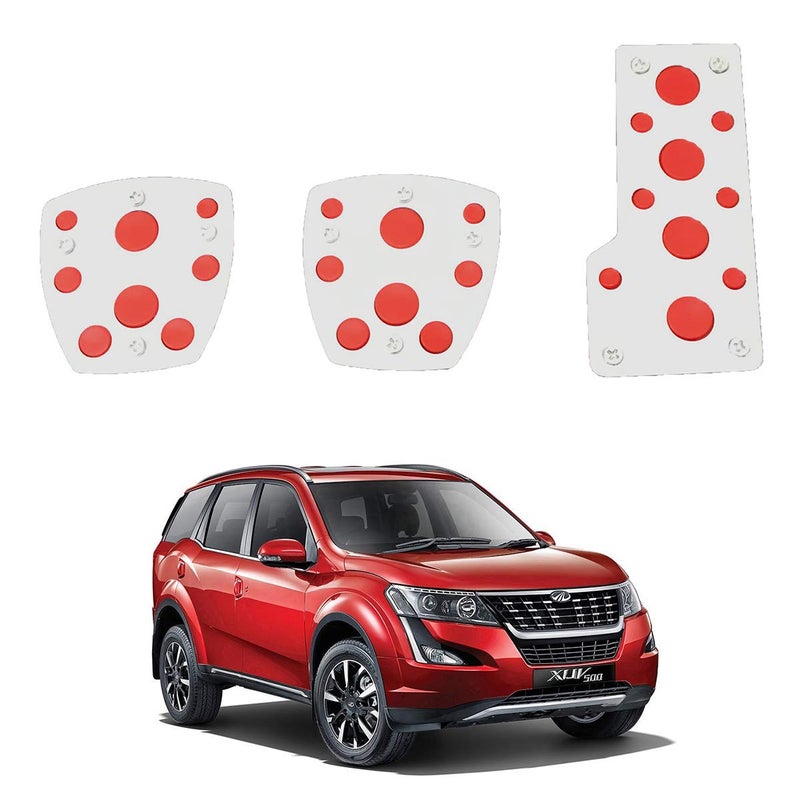 Oshotto 3 Pcs Non-Slip Manual CS-08 Car Pedals Kit Sports Pad Covers Set Compatible with Mahindra XUV-500 (Red) - Image 1