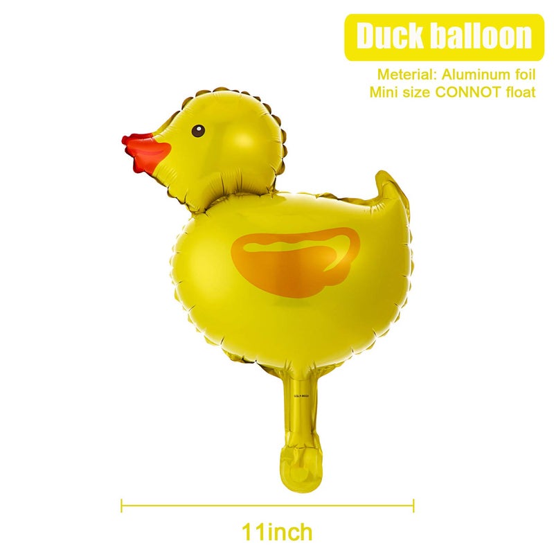 Gejoy 16 Pieces Mini Duck Foil Balloons Farm Animal Foil Balloon with 2 Rolls Gold Ribbons for Birthday Baby Shower Party Decoration - Image 2