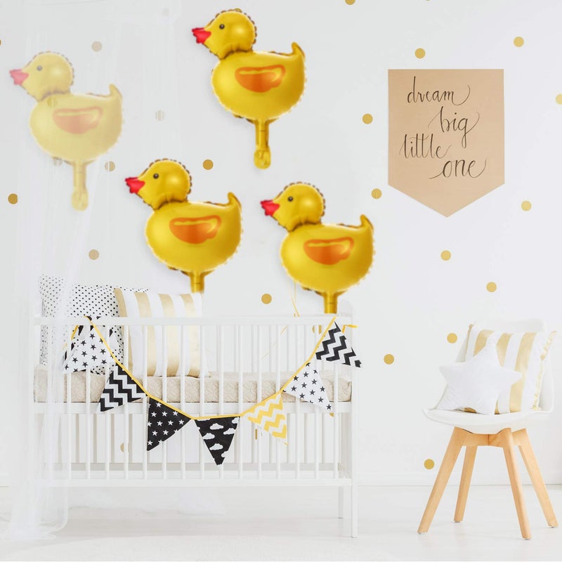 Gejoy 16 Pieces Mini Duck Foil Balloons Farm Animal Foil Balloon with 2 Rolls Gold Ribbons for Birthday Baby Shower Party Decoration - Image 5