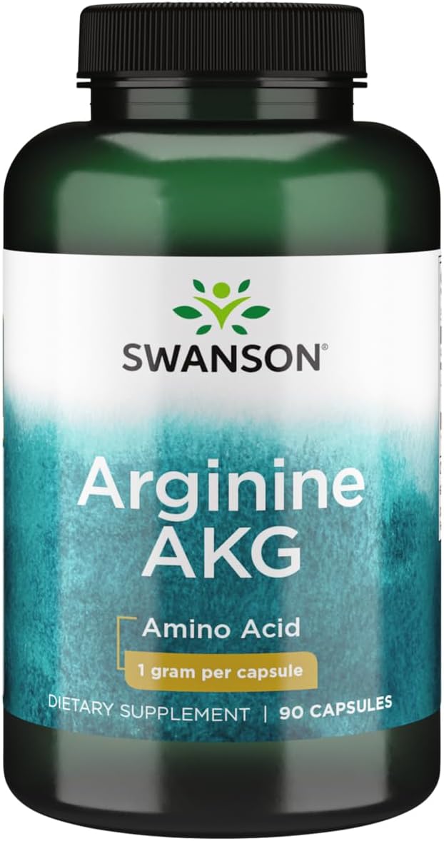 Swanson Amino Acid Maximum Strength Arginine Akg Nitric Oxide Enhancer 1000 Milligrams 90 Capsules - Image 1