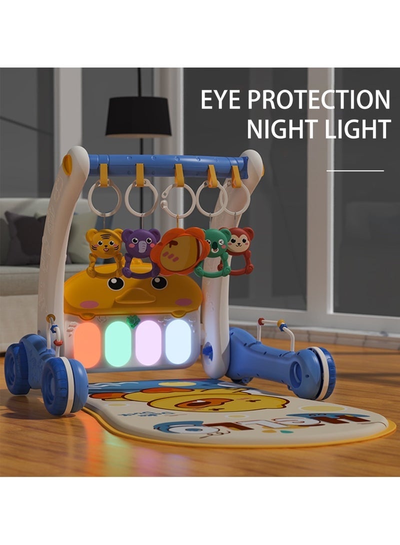unikbebe Happy Baby 2-in-1 Fitness Game, Piano Rack & Walker, Baby Playmat & Piano Gym with Walker, Sit-to-Stand Learning Walker, Kick & Play Piano Gym Mat, Baby Push Stroller with Musical Activity Center, Educational Floor Mat for Tummy Time, for Infants 0-12 Months, Suitable for babies of different ages to play and learn to walk. - Image 1