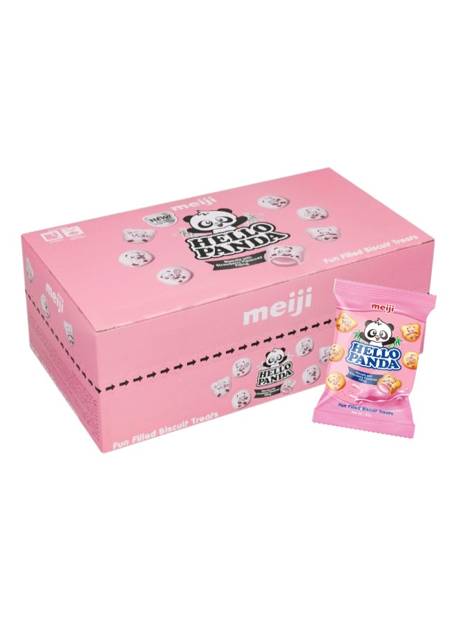Meiji Hello Panda Strawberry Filled Biscuits Fun Crunchy Snack with Creamy Strawberry Filling 32g Pack of 24 - Image 1