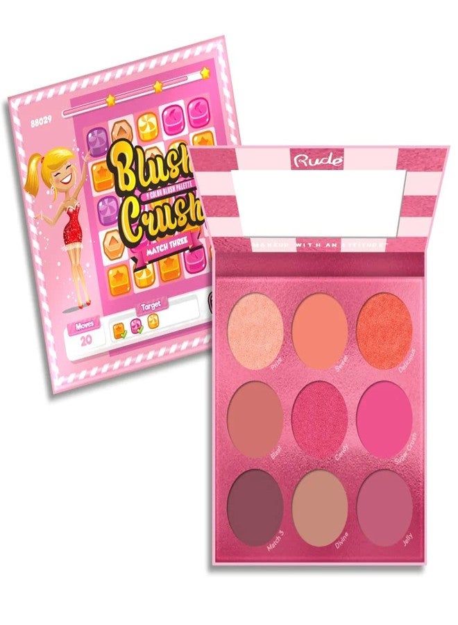 Rude Blush Crush 9 Color Blush Palette - Match Three by Rude Cosmetics for Women - 0.67 oz Blush - Image 1