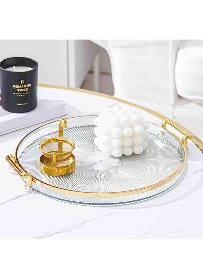 Acrylic Tray with Gold Handles, Decorative Serving Tray for Jewelry Cosmetic Candle Dish Plate 31*31 - Image 2