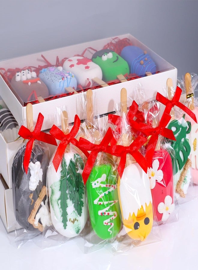 TEMLQPACK 100Pack 3x6Inches Cakesicle Bags with Ties and Sticks Rice Krispie Treat Bag Clear Cellophane Bags Browine Bags Macaron Bags Soap Bags Gift Chocolate Treat Bags for Candy Bakery Party Favor - Image 3