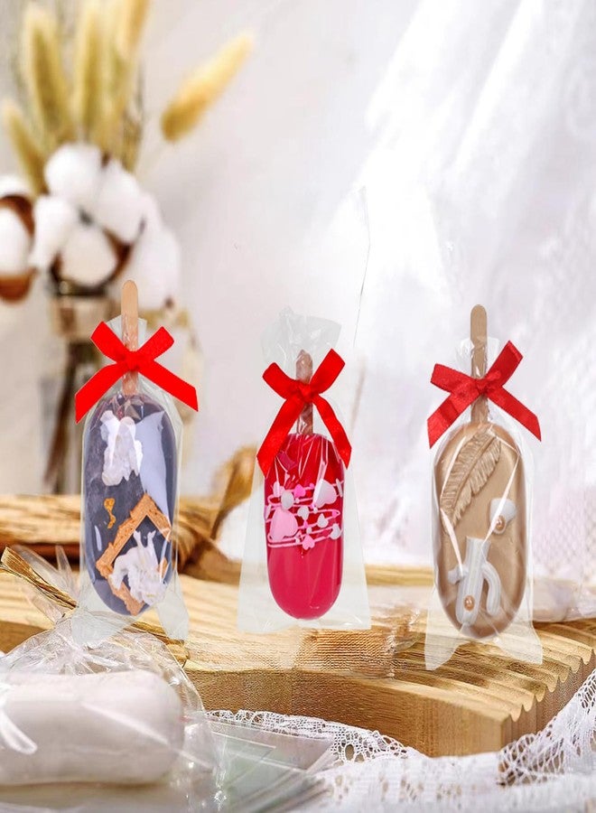 TEMLQPACK 100Pack 3x6Inches Cakesicle Bags with Ties and Sticks Rice Krispie Treat Bag Clear Cellophane Bags Browine Bags Macaron Bags Soap Bags Gift Chocolate Treat Bags for Candy Bakery Party Favor - Image 2