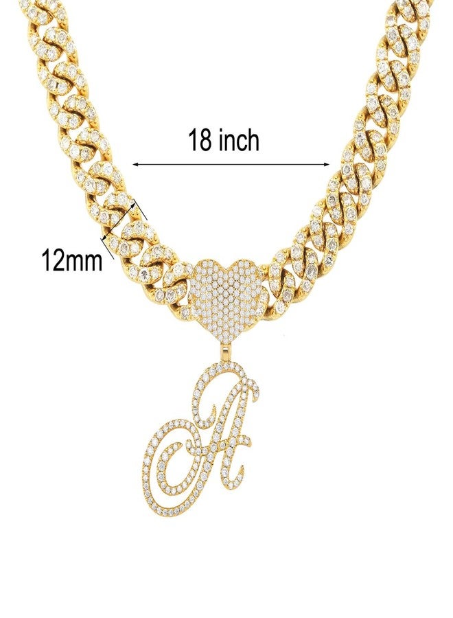 BLBLJERY Initial Necklaces Silver Cuban Link Chain for Women Iced Out Chain with Heart Letter Pendants Custom Chain Name Necklace Hip Hop Jewelry Gift, Cubic Zirconia, Cubic Zirconia - Image 2