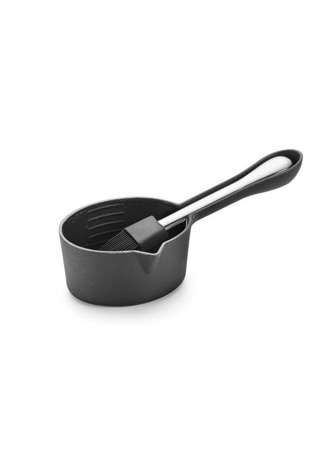 Outset Basting Pot and Brush, Cast Iron Pan and Sauce Brush - Image 1
