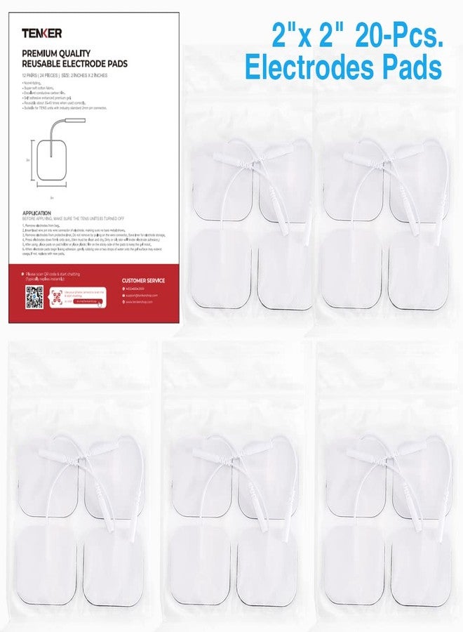 TENKER TENS Unit Replacement Pads 2x2" Reusable TENS Electrode Pads - 20PCS 3rd Gen Latex-Free Self-Adhesive Electrotherapy Patches Compatible with AUVON, Etekcity, Nicwell Care TENS - Image 2