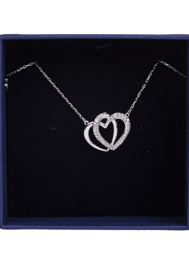Double Hearts White Gold Necklace