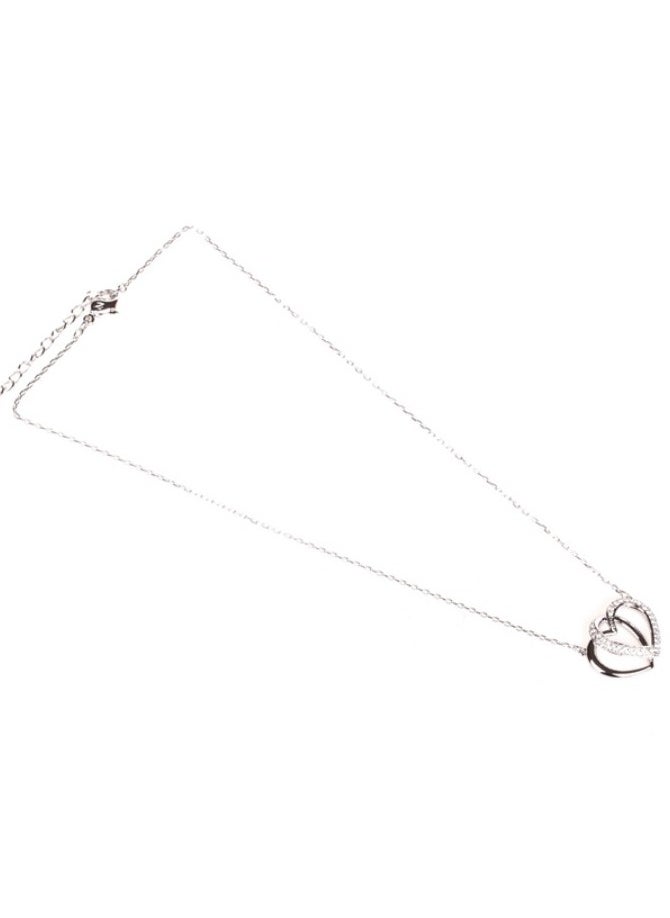 Double Hearts White Gold Necklace